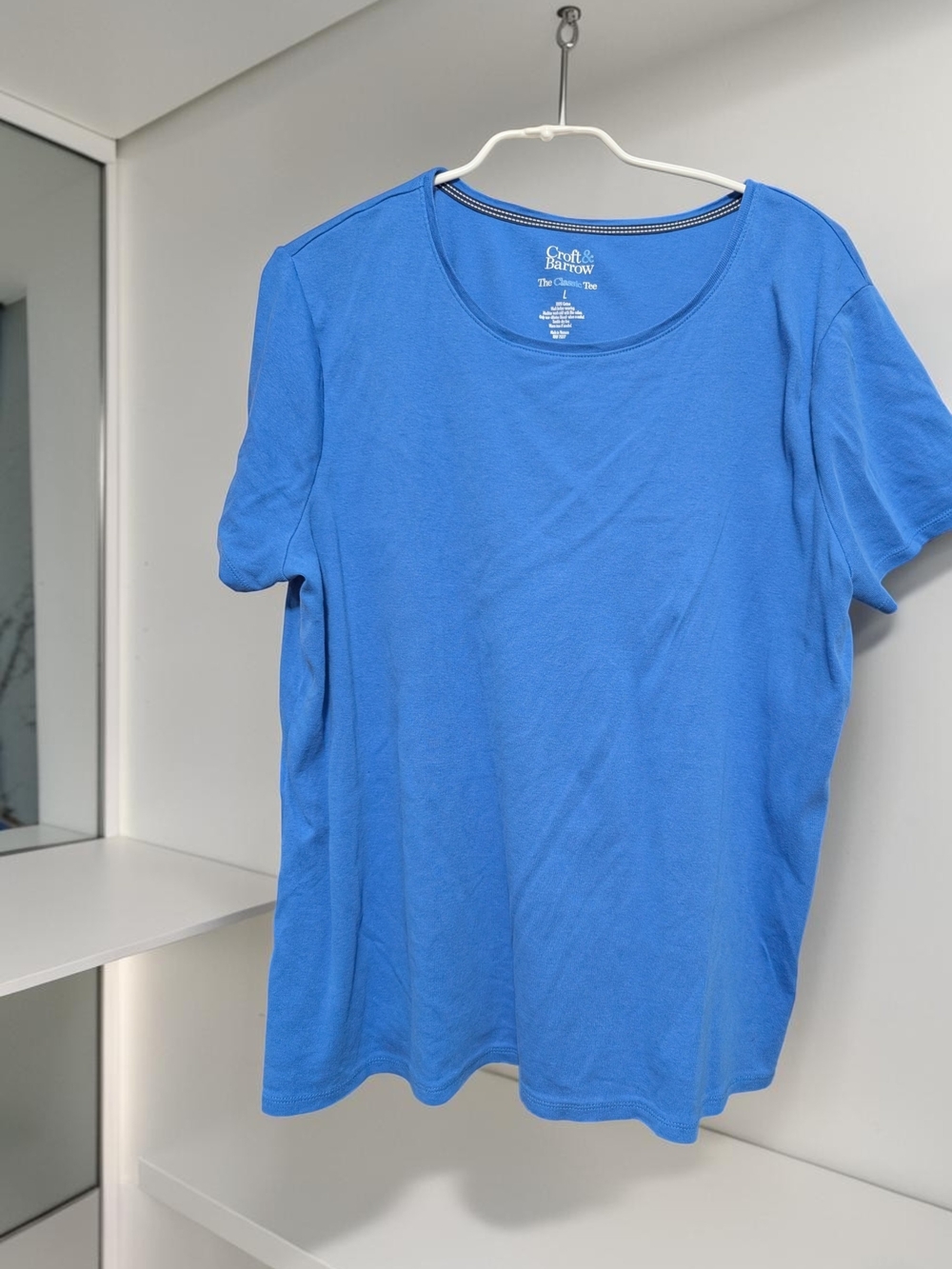 Croft & Barrow Bright Royal Blue Classic Tee Scoop Neck Short Sleeve Shirt L EUC